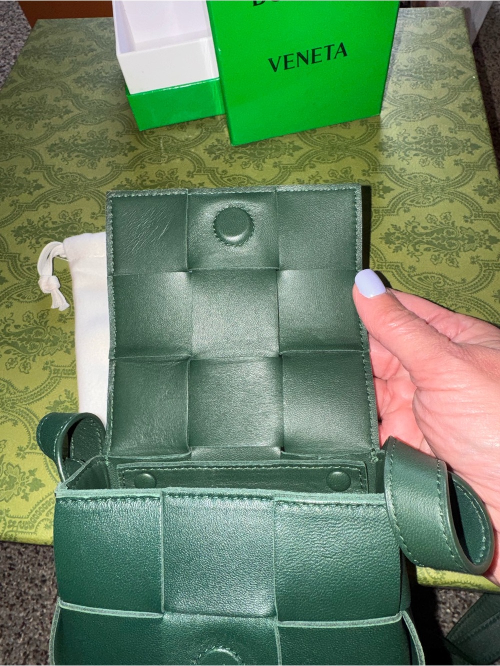 Bottega Veneta Dark Green Intrecciato Mini Cassette Bag - Picture 7 of 10